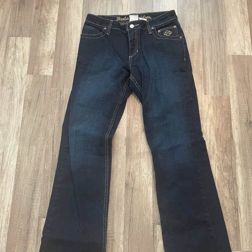 Vintage Women's Harley Davidson Denim Jeans Sz 4 - Picture 1 of 12